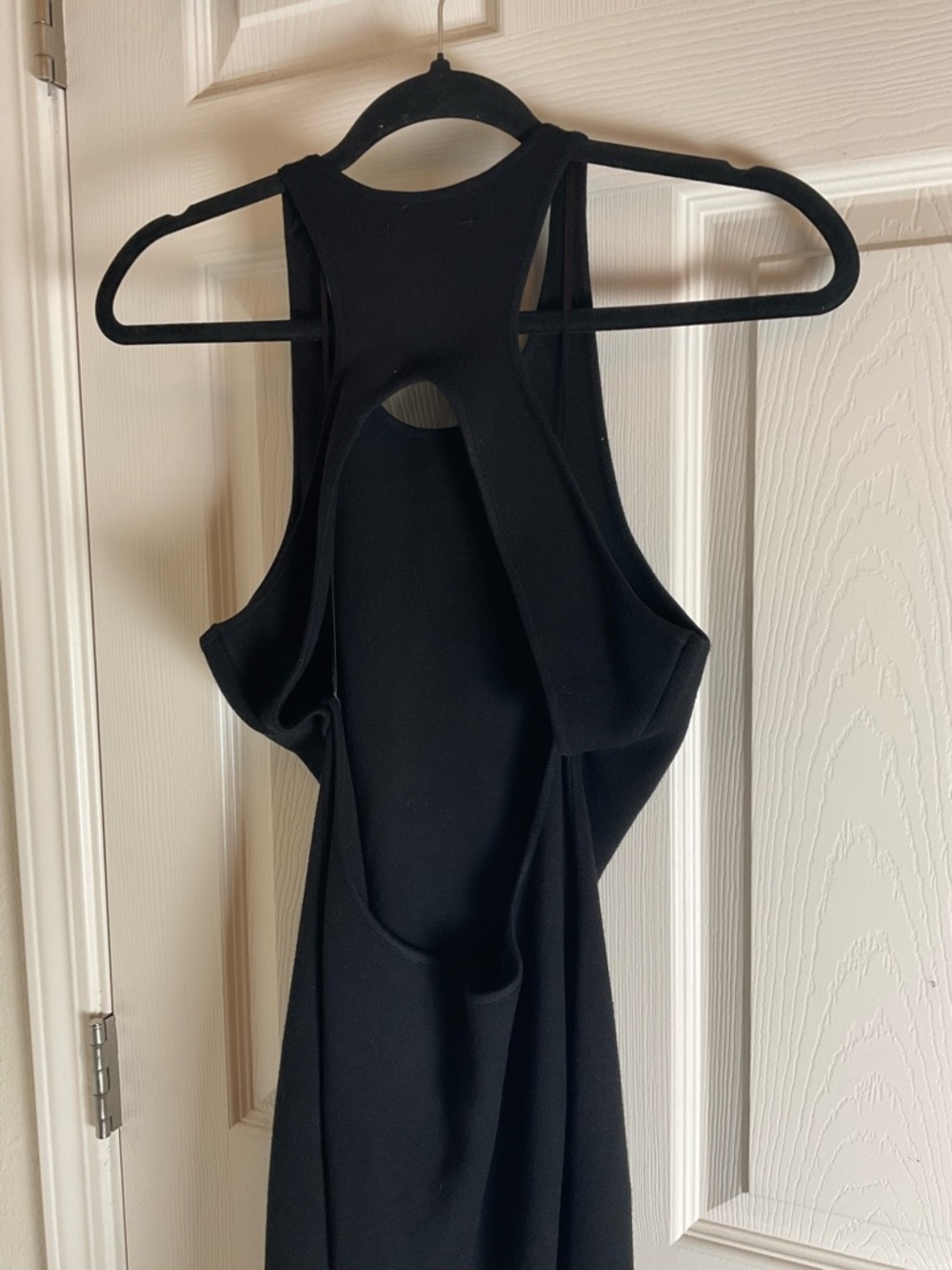 House of Harlow 1960 Black Ribbed Knit Halter Midi Dress Open Back Size M - Picture 6 of 9